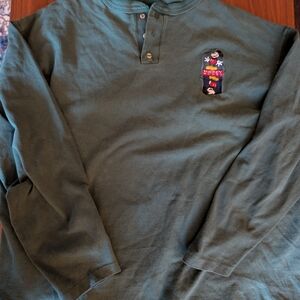 Green Long-Sleeve Henley Shirt